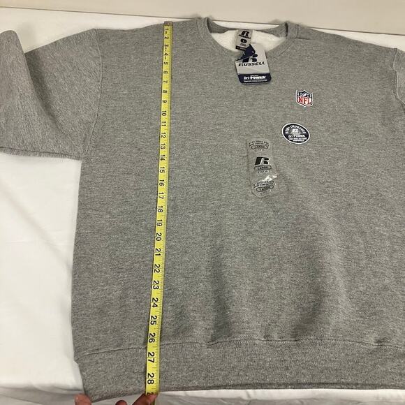 VINTAGE Russell Athletic Crewneck Sweatshirt NFL Embroidered Logo Gray Size L - Picture 6 of 7